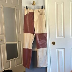 Leather checkered pants